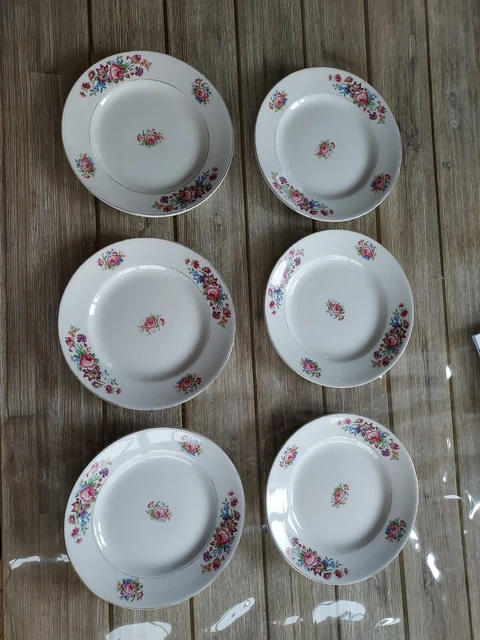 Lot De 20 Assiettes à Dessert Vintage En Porcelaine Os - État Très Bon, Style Mid-century, Angleterre