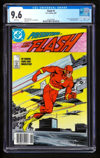 Flash #1 CGC 9.6 WHITE Newsstand DC Comics 1987 New Teen Titans Vandal Savage