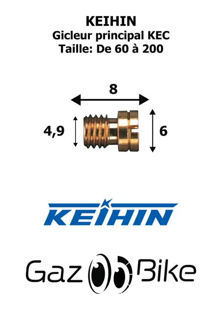 KEIHIN Gicleur principal KEC Taille 60 à 200 (Réf: KECXXX) pour carburateur