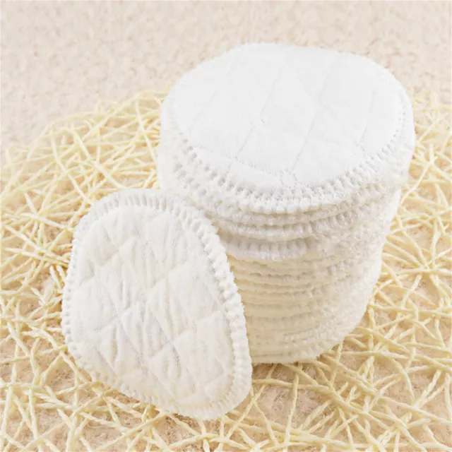 20X Bamboo Cotton Reusable Breast Pad Nursing Organic Plain Washable Pads White 2