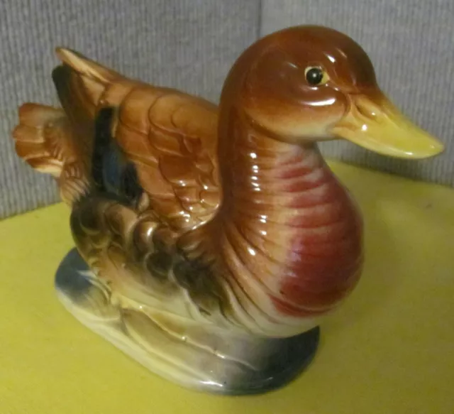 Vintage Ceramic Painted Mallard Duck Drake Figurine--Japan, Country Decor
