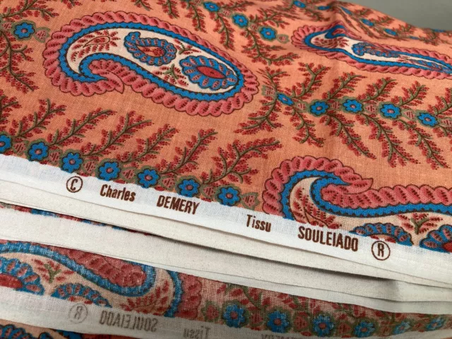 Vintage Charles Demery “Tissu Souleiado” French Paisley Fabric, 4.75+ Yards