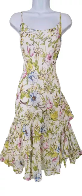 Womens Per Una White Floral Vintage Y2k Bias Coquette Fairy Midi Slip Dress 16.