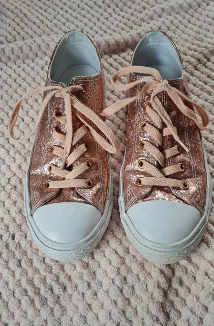CONVERSE LADIES ROSE gold Glitter Trainers Size 4 20.00 PicClick UK