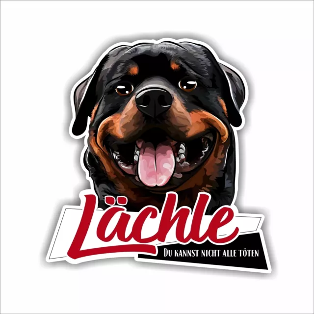 Auto Aufkleber Rotti Sticker LÄCHLE ROTTWEILER Hund Hunde fun WILSIGNS Folie