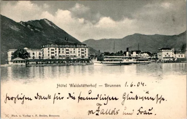 Ak Gruss Aus Schweiz Brunnen Kanton Schwyz Hotel Waldstätterhof 1904