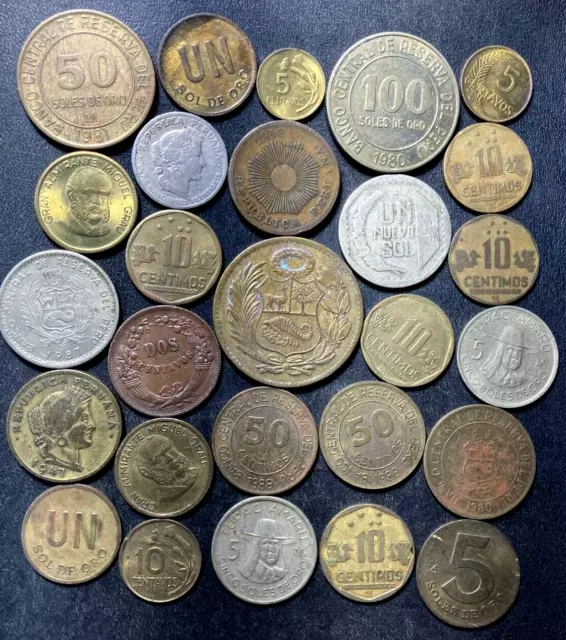 Old Peru Coin Lot - 1919-PRESENT - 27 Excellent Coins - Lot #M27