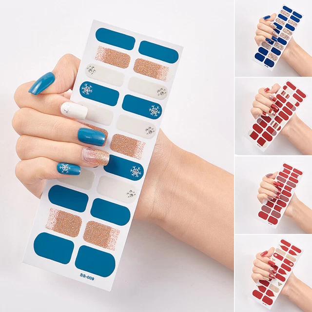 Ongle Décalque 22Tips Autocollant DIY Manucure 3D Paillette Feuille Complet pour
