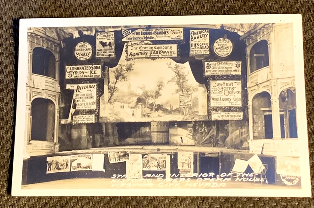 Old Photo Postcard Of Piper's Opera House Interior-Virginia City, Nevada-Signage