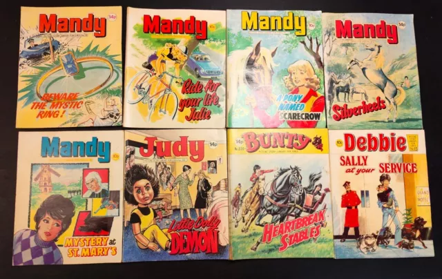 8x Vintage Mixed Picture Story Library For Girls Comic Mandy Judy Bunty Bundle