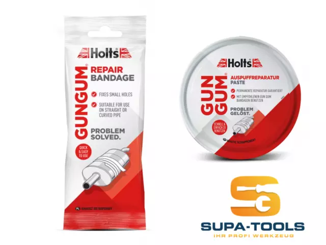 Holts Gun Gum Set Auspuff-Reparatur-Bandage + Paste 200g gasdicht asbestfrei