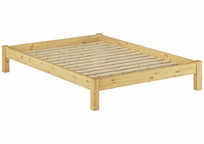 Solido largo letto bianco140x200 in pino Eco con assi di legno 60.54-14 W 