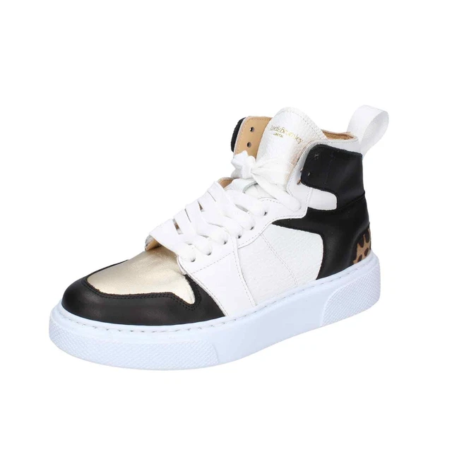 Chaussures Femme RUSSELL & BROMLEY 37 Ue Baskets Blanc Cuir Noir BC225-37