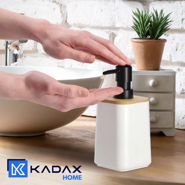 KADAX Dispensador de jabón con bomba, botella de líquido con tapa de bambú,... 3