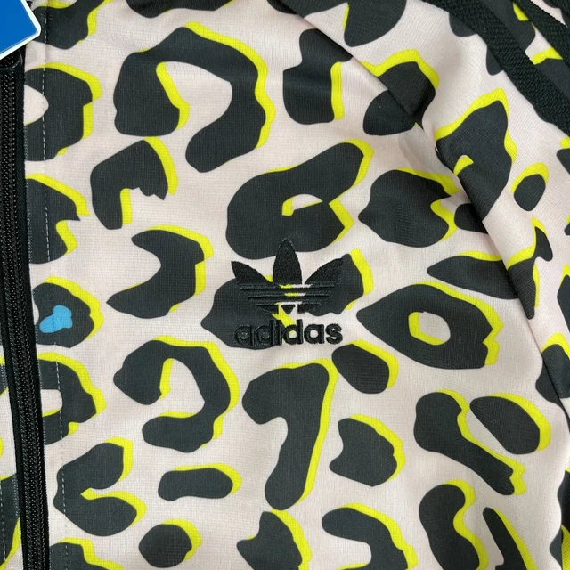Adidas Originals Pink Black Leopard Full Zip Track Top Girls Jackets Sz Large 4