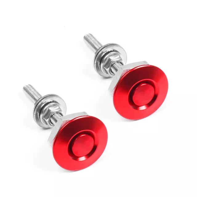 2x Push Button Quick Release Hood Bonnet Pins Lock Clip Car Bumper Latch Kit Red