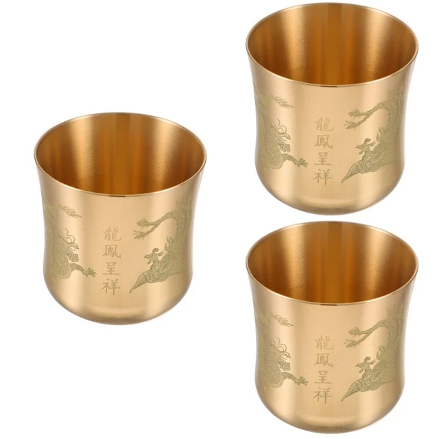 3 pz tazza da tè vintage vintage intagliata in rame antica tazza da tè versatile