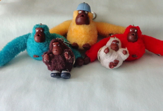 thumbnail interactive-video image 1 of Kipling Monkey Keychain Charm Key Ring - Assorted Colors (Black, Red, Gray, Blue, Green, Pink) - Faux Fur, Suck Thumb 1 of 6