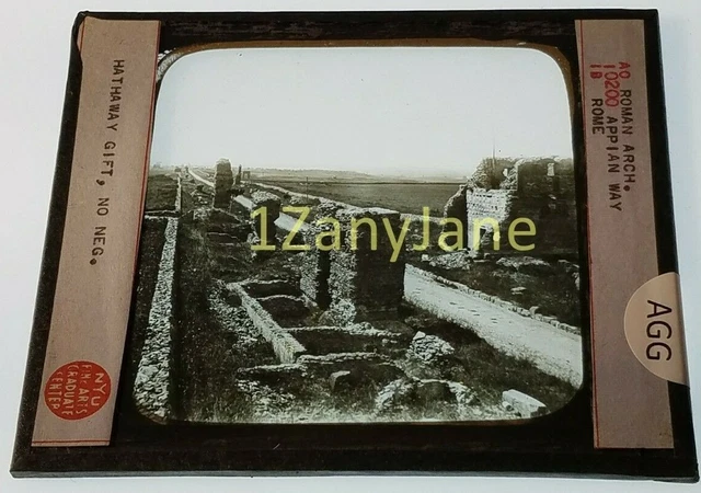 Glass Magic Lantern Slide  AGG ART ROMAN ARCH APPIAN WAY ROME ITALY