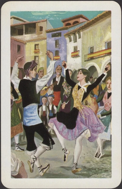 Playing Cards Single Card Old Vintage Wide GYPSY COUPLE DANCING GIRL + MAN DANCE