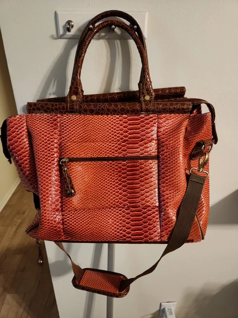 Samantha Brown Croco-Embossed Dowel Travel Bag (Watermelon) RARE 2