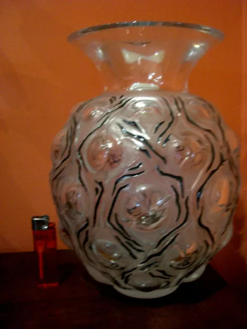 VASE KRISTALL LALIQUE EPINE EMAILLIE ca.3 kg 24cmH NEUWERTIG ORIGINAL BOX+PAPIER