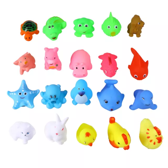 20 PCS BABY Bath Mini Animals Squeeze Squeakers Squirters Rubber