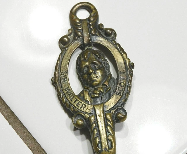 Antique SIR WALTER SCOTT Brass HANGING Key Hat HANGER HOOK OVEN TOOL? 19-5/8"