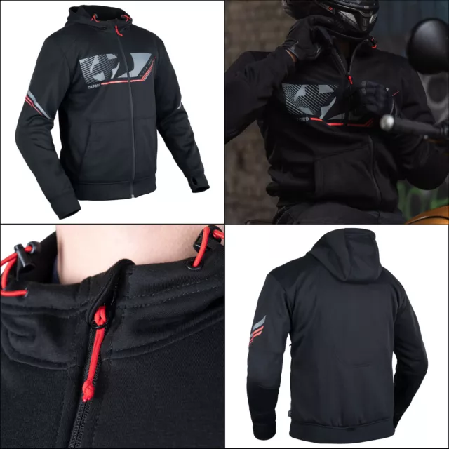 Oxford Super Felpa con Felpa con Felpa Rinforzata Moto Aramide Tessile Giacca Sportiva Nera