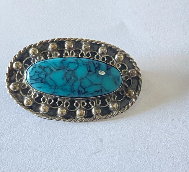 Broche Mexico En Argent Motif Cactus - Bijou Ethnique - Occasion