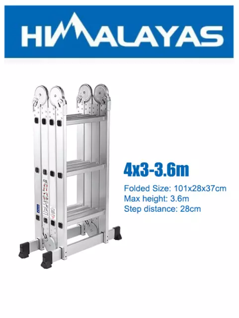 2.6M/3.6M Multi Purpose Aluminium Folding Ladder Step Extension Scaffold VIC 2