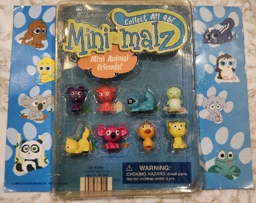 Mini Malz Mini Animal Friends Set of 8 Figurines Vending Machine Display Vintage