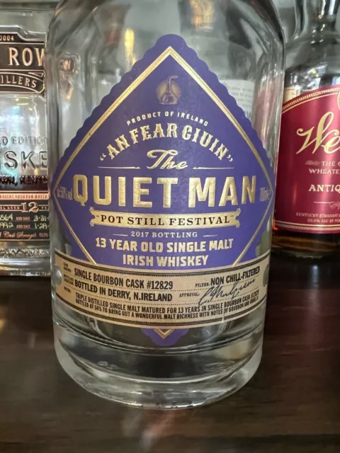 Quiet Man 13 year Irish whiskey empty bottle Redbreast Pappy Stagg Jameson