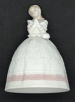 Vintage LLADRO 1994 Daisa Communion Bell Praying Girl  Porcelain 4.5" Bell