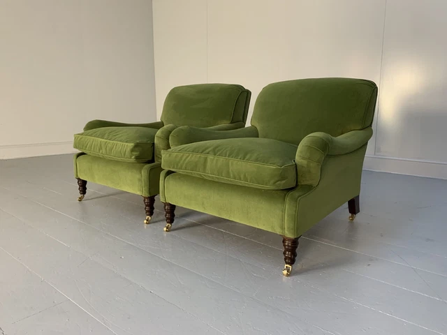 George Smith "Signature" Armchairs - In Mid-Green Velvet  - RRP £10,000