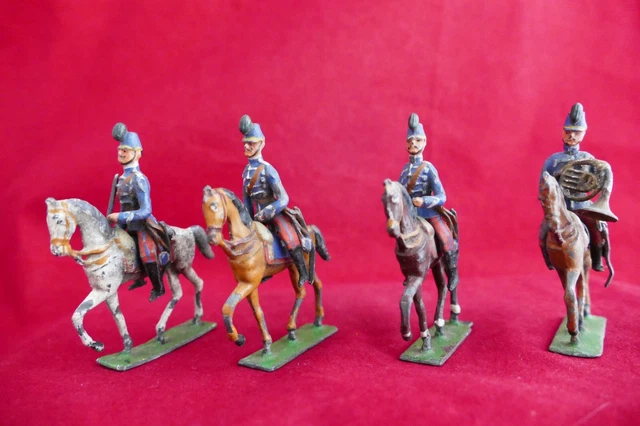 Soldats De Plomb Anciens HEYDE – 5 Fantassins Français, 48mm, Figurines Peintes