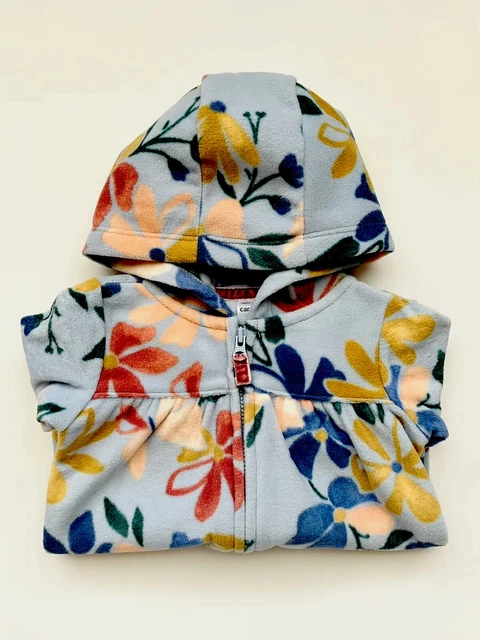 New Baby Girl Clothes Carters 6 Months Coverall Zip Jumpsuit Hooded Fleece 3