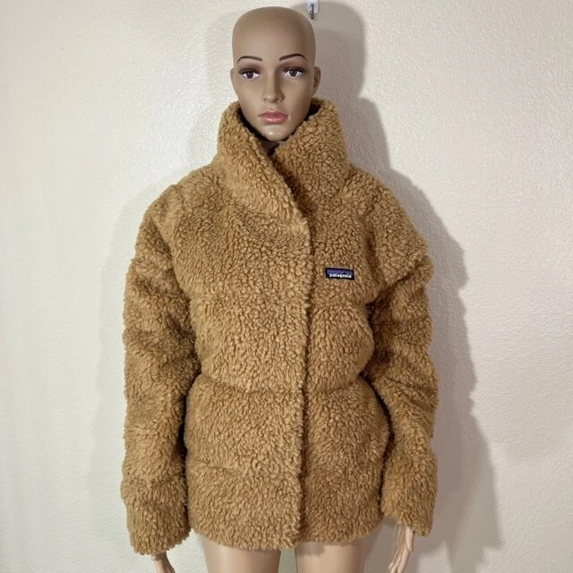 Patagonia Women's Recycled High-Pile Fleece Down Jacket Bearfoot Tan Medium M