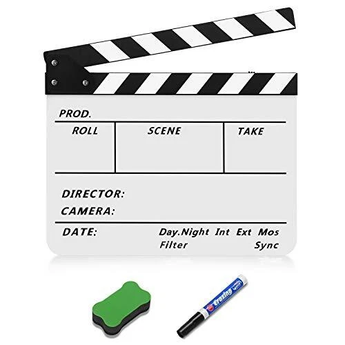 Director Clapboard Film Movie Clapper Board Acrylic Plastic Dry Erase Stadio