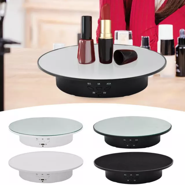 Motorized Rotating Display Stand,Electric Turntable, White Revolving Base for 360 Degree Product Images or Jewelry, Collectible Rotating Turntable