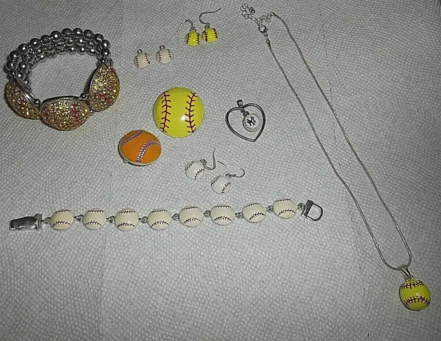 Baseball Softball Jewelry Fashion Costume Jewelry Yankee Charm Earrings Lot