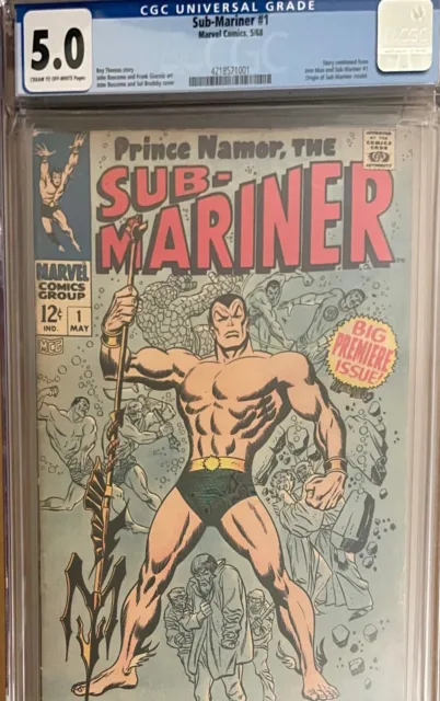 Sub-Mariner #1 CGC 5.0 Marvel 1968 Prince Namor 1st Solo Title Origin Retold