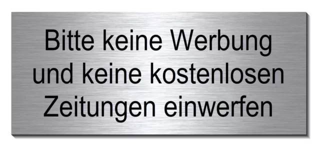 Keine Werbung-Zeitungen-Alu.Schild-60 x 25 mm-Briefkasten-Türschild-Warnschild