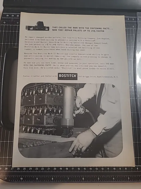 Bostitch Stapler Fastener Print Ad 1963 8x11 Vintage Great To Frame