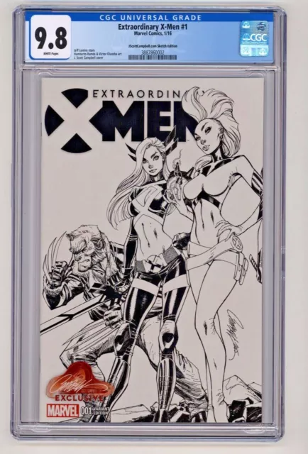 Extraordinary X-Men #1 J Scott Campbell Connecting Sketch Variant CGC 9.8