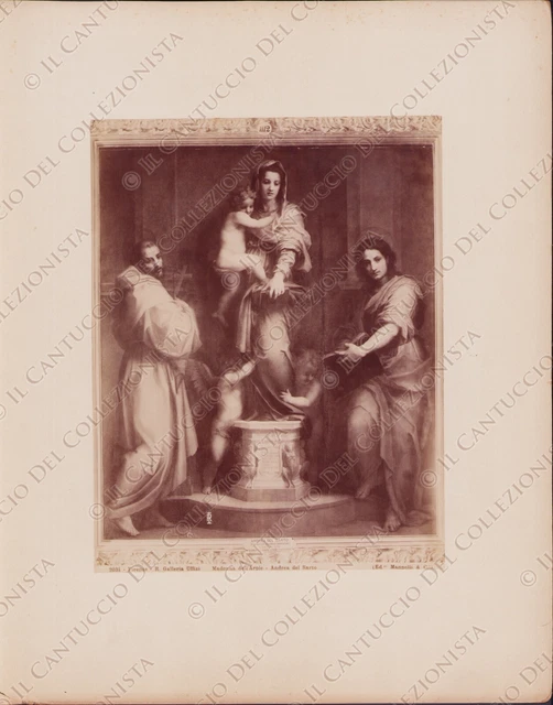1880c FIRENZE Galleria Uffizi Madonna dell’Arpie Andrea del Sarto Foto albumina