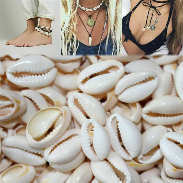 50Pcs Small Bulk Cut Sea Shell Ivory Cowrie Cowry Beads Beach Jewelry DIY Lot AU