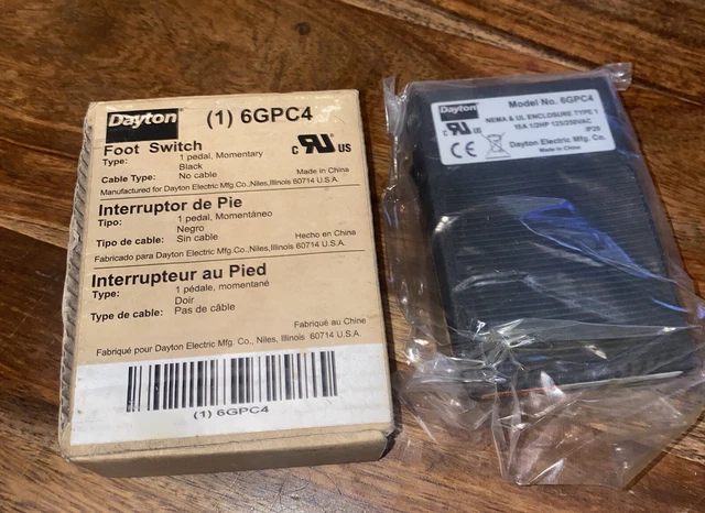Dayton Foot Switch 6GPC4 Steel NEMA New in box Momentary, TM1