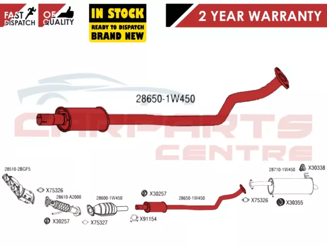 For Kia Rio Mk3 1.4 Cvvt 2011- Exhaust Centre Middle Silencer 28650-1W450