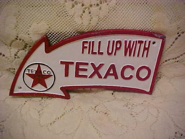 Texaco Gasoline Heavy Cast Iron Arrow Sign